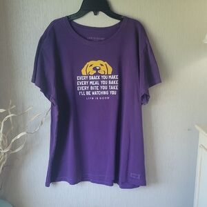Life Is Good Purple Dog Graphic Tee